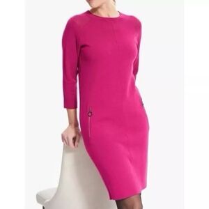 Joseph Ribkoff Pink Stretch Dahlia Knit Dress 3/4 Sleeves Midi Length.